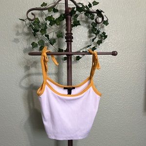 Forever 21 woman’s medium white w/ yellow tank spaghetti straps